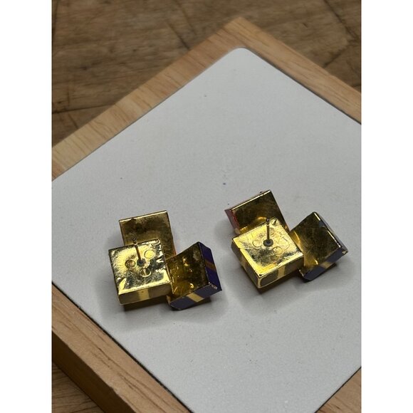 Christmas presents Earrings Square Stud Earrings With Rhinestones & Enamel Accen - Picture 6 of 7